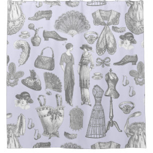 antike edwardianische Vintage-Mode Damen lila Duschvorhang
