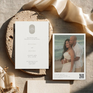 Antike Eichenbaum-QR-Code-Hochzeit Einladung