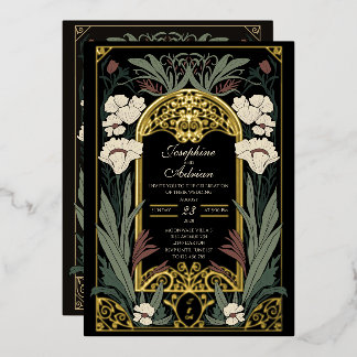 Antike Eisenarbeiten & Melancholische Art Nouveau Folieneinladung