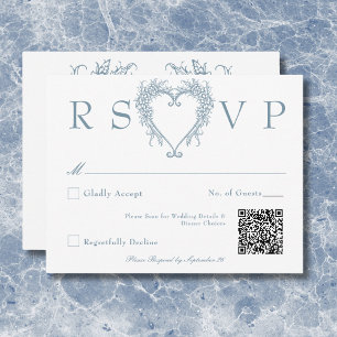 Antike Elegante Chinoiserie Blaue Herz Hochzeit RSVP Karte