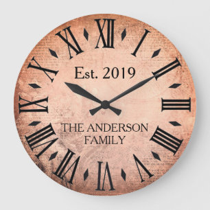 Antike Elegante Familienname Römische Ziffer Rusti Große Wanduhr