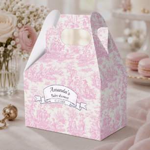 Antike Elegante Rosa Toile de Jouy Monogramm Geschenkschachtel