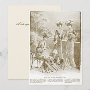 Antike elegante Vintage-französische Mode Beige 19 Einladung