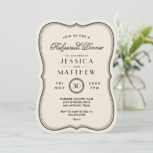 Antike Elfenbein Art Deco Hochzeitsprobe Dinner Einladung