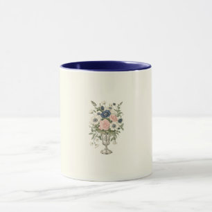 Antike elfenbeinfarbene rosa blaue mauve grüne Blu Tasse