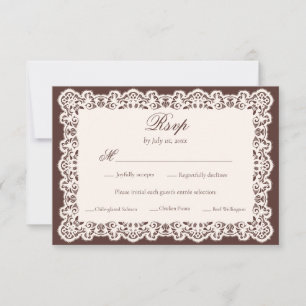 Antike Elfenbeinspitze Braunes Antikes Hochzeitses RSVP Karte