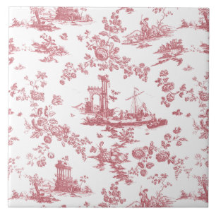 Antike englische Blumen-Toile de Jouy-Rosa Fliese