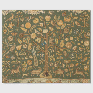 Antike englische Nadelspitze Baum des Lebens & Ein Geschenkpapier