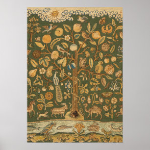 Antike englische Nadelspitze Baum des Lebens & Ein Poster
