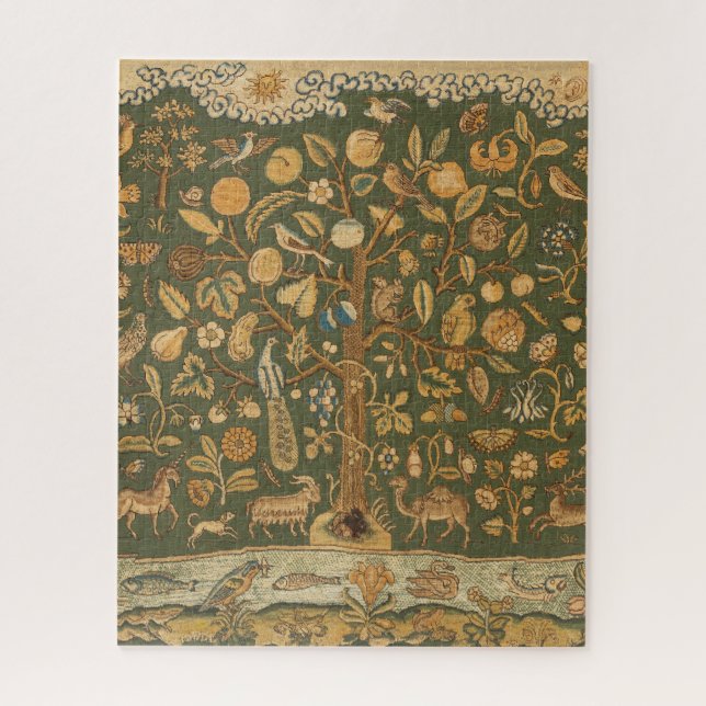 Antike englische Nadelspitze Baum des Lebens & Ein Puzzle (Vertikal)