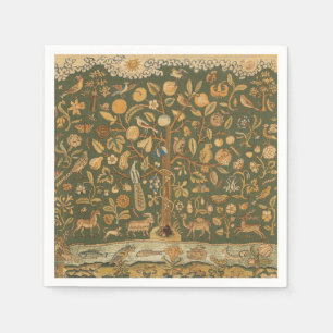 Antike englische Nadelspitze Baum des Lebens & Ein Serviette