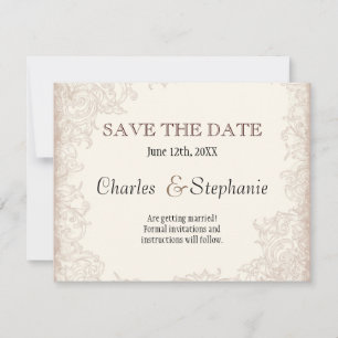 Antike englische Rosen Blumenranken Hochzeit Save The Date