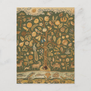 Antike englische Stickerei (Needlepoint) Baum des  Postkarte