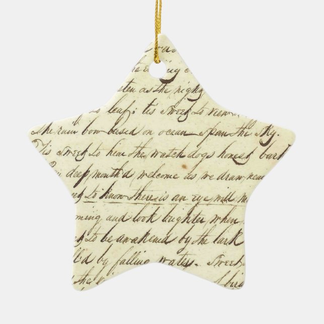 Antike Ephemera Kursiv Kalligrafie Schrift Gedicht Keramikornament (Vorne)