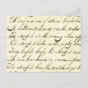 Antike Ephemera Kursiv Kalligrafie Schrift Gedicht Postkarte