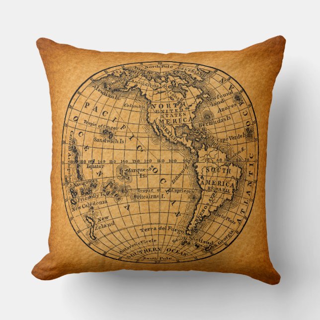 Antike Erde Weltkarte Vintage Globe Kunst Kissen (Vorderseite)