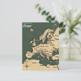 Antike Europakarte für Reisende Postkarte
