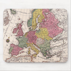 Antike Europakarte mit pastellfarbenen historische Mousepad