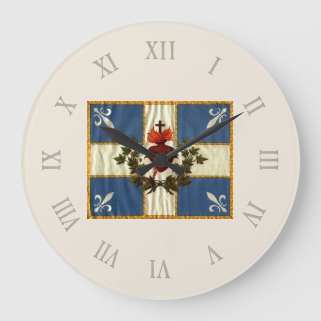 Antike Fahne Quebec Glockenläuten Sacré-Cœur Große Wanduhr (Vorderseite)