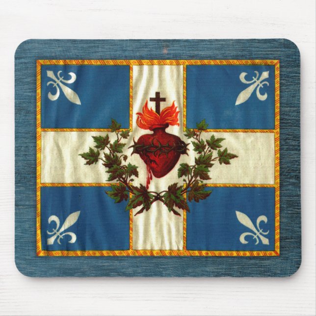 Antike Fahne Quebec Glockenläuten Sacré-Cœur Mousepad (Vorne)