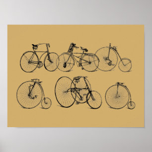 Antike Fahrradillustrationen aus der viktorianisch Poster