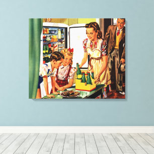 Antike Familie, Mutter mit Kindern, Snacks in der  Leinwanddruck