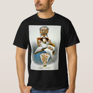 Antike Familie, Vater mit Babys und Pokerhand T-Shirt