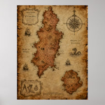 Antike Fantasy-Karte — Velmoris-Insel