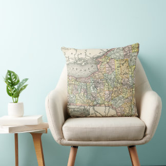 Antike farbenfrohe Karte der Städte und Straßen vo Kissen