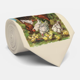 Antike Farmtiere, Hahn, Hühner, Küken Krawatte