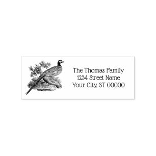 Antike Fasan Jagdvogel Zeichnung Name Adresse Gummistempel