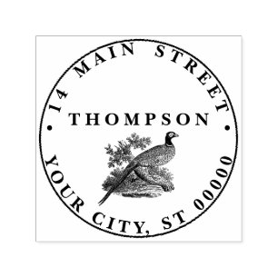 Antike Fasan Jagdvogel Zeichnung Name Adresse Permastempel