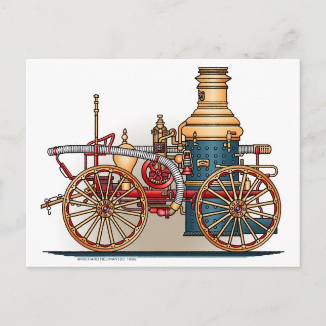 Antike Fire Truck Steam Pumper Postcard Postkarte (Vorderseite)