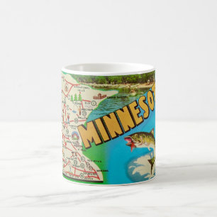 Antike Fischkarte von Minnesota Kaffeetasse