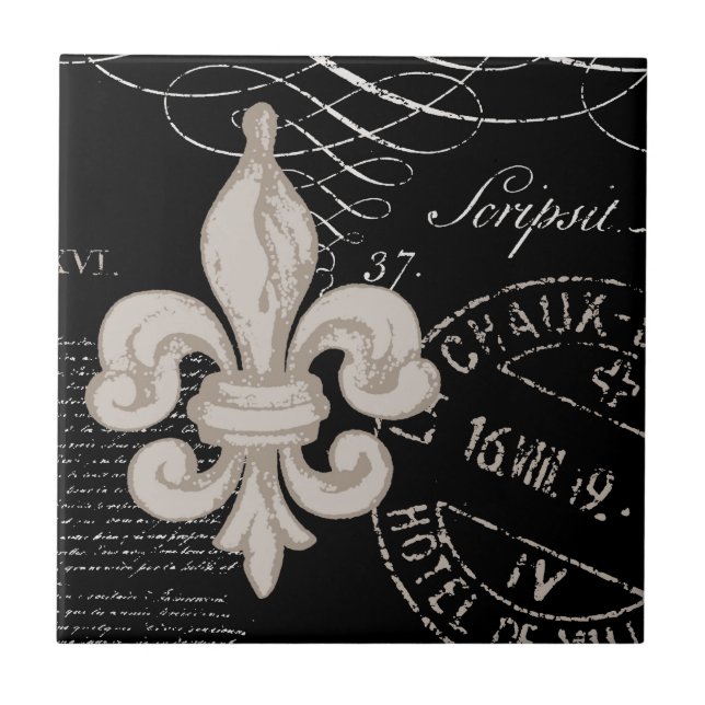 Antike Fleur de Lis...fliese Fliese (Vorderseite)