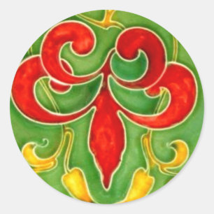 Antike Fleur-de-Lis-Fliese Kunsthandwerk Art Nouve Runder Aufkleber