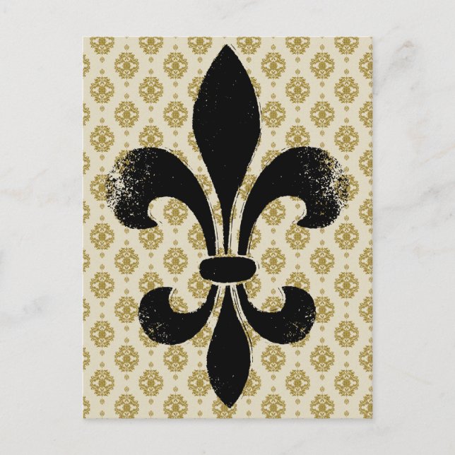 Antike Fleur de lis Postkarte (Vorderseite)