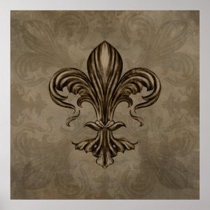 Antike Fleur-de-lis Sepia Poster
