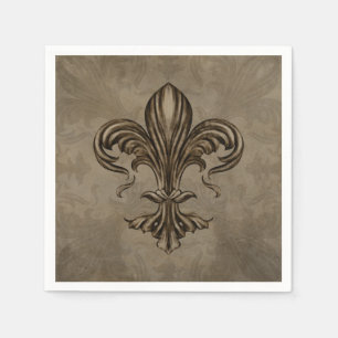 Antike Fleur-de-lis Sepia Serviette