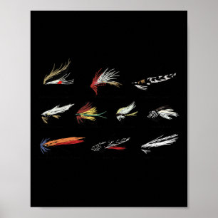 Antike Fliegenfischköder in Farbe Poster