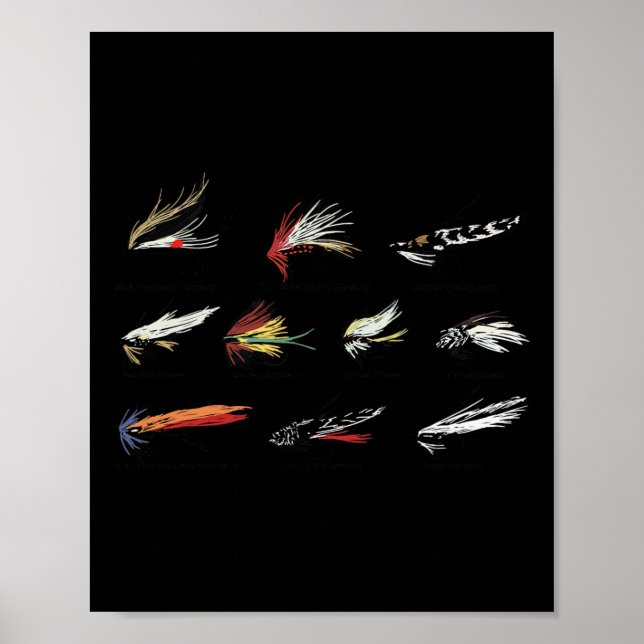 Antike Fliegenfischköder in Farbe  Poster (Vorne)