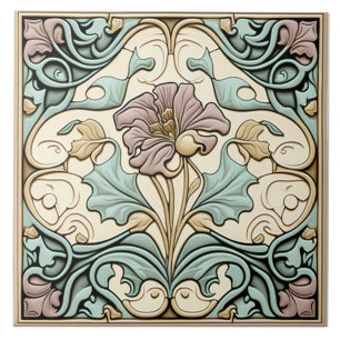 Antike Fliese, Art Nouveau Rosenblüte, Pastell Fliese