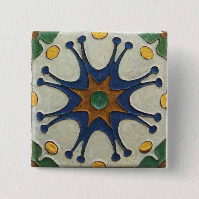 Antike Fliesen-Anstecknadel Button (Vorderseite)