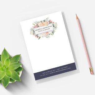 Antike Flora   Blue Strip Mitternacht Post-it Klebezettel