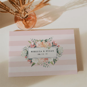 Antike Flora Blush Stripe Wedding Gästebuch
