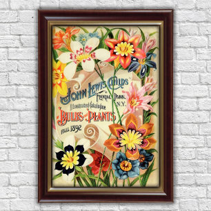 Antike Floral Park Blumenzwiebeln Pflanzenwerbung Poster