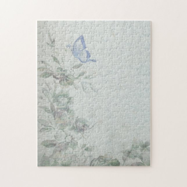 Antike Florale Blaue Puzzle (Vertikal)