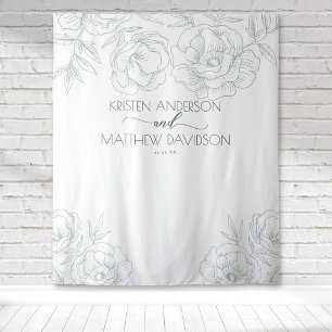 Antike Florale Botanische Graue Hochzeit Wandteppich