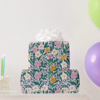 Antike florale botanische Pink Orange Weiß Geschenkpapier