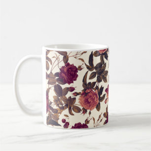 Antike Florale Burgunderrose Kirsche Kaffeetasse